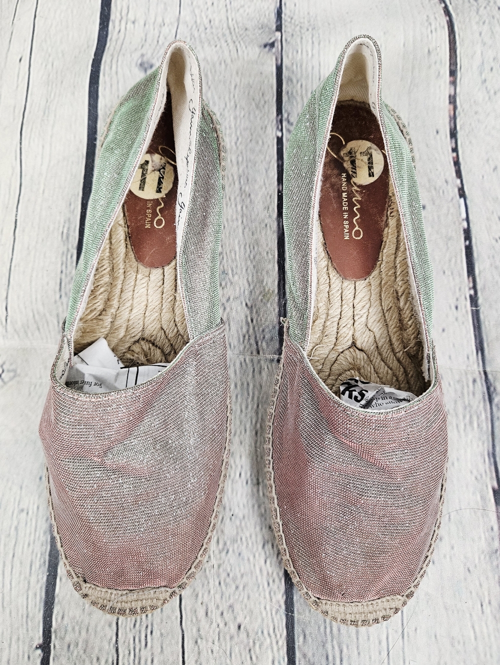 GAIMO ESPADRILLES | Alpargata schmid silver shimmer two tone flats espadrilles